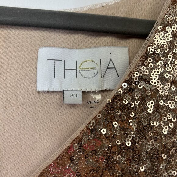 Theia Rose Gold Sequin Evening Gown Women’s Size 20 Formal Maxi Dress - Picture 4 of 8